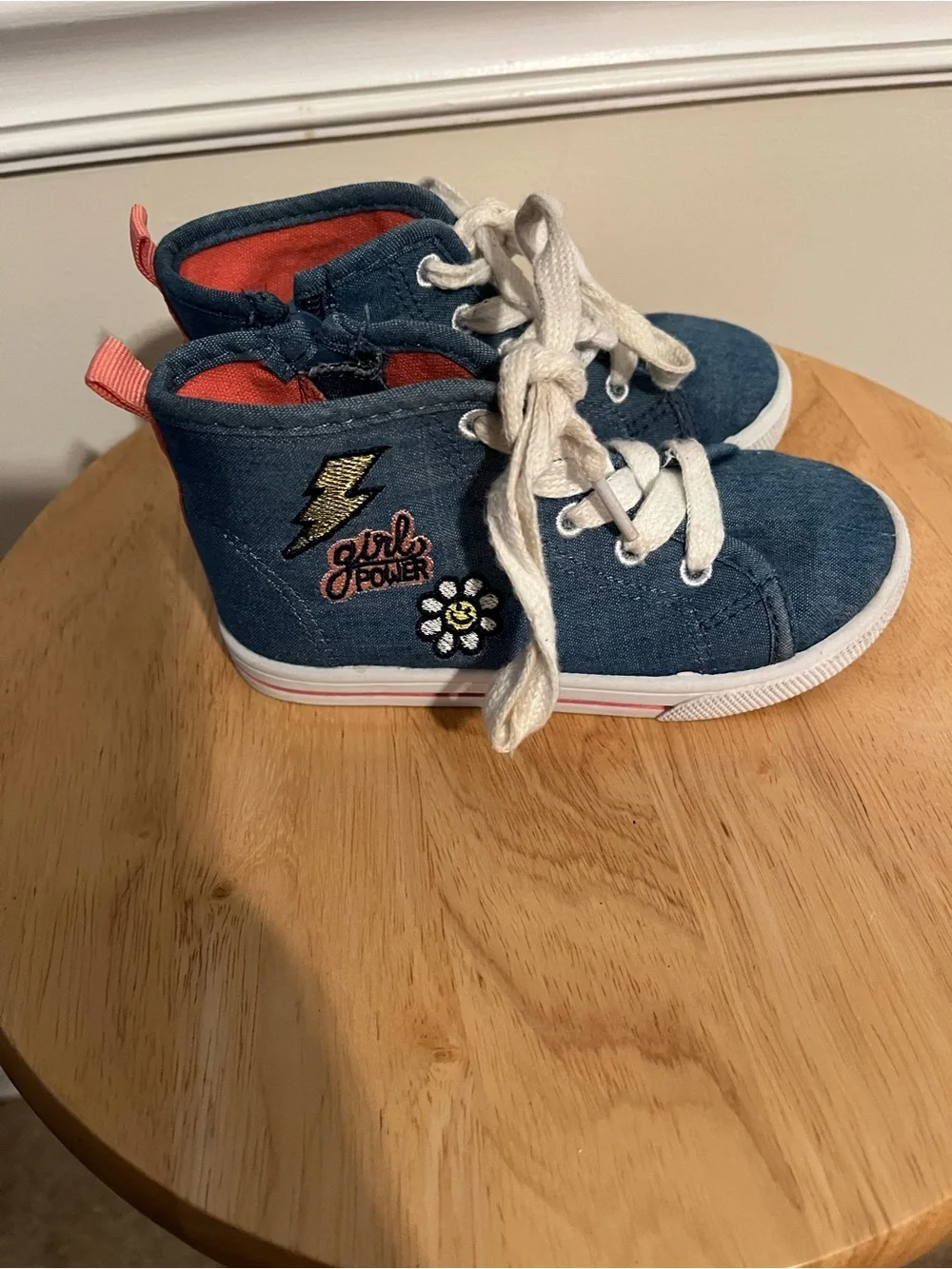 Carter’s Girls Denim Girl Power High Top Sneakers Size 9
